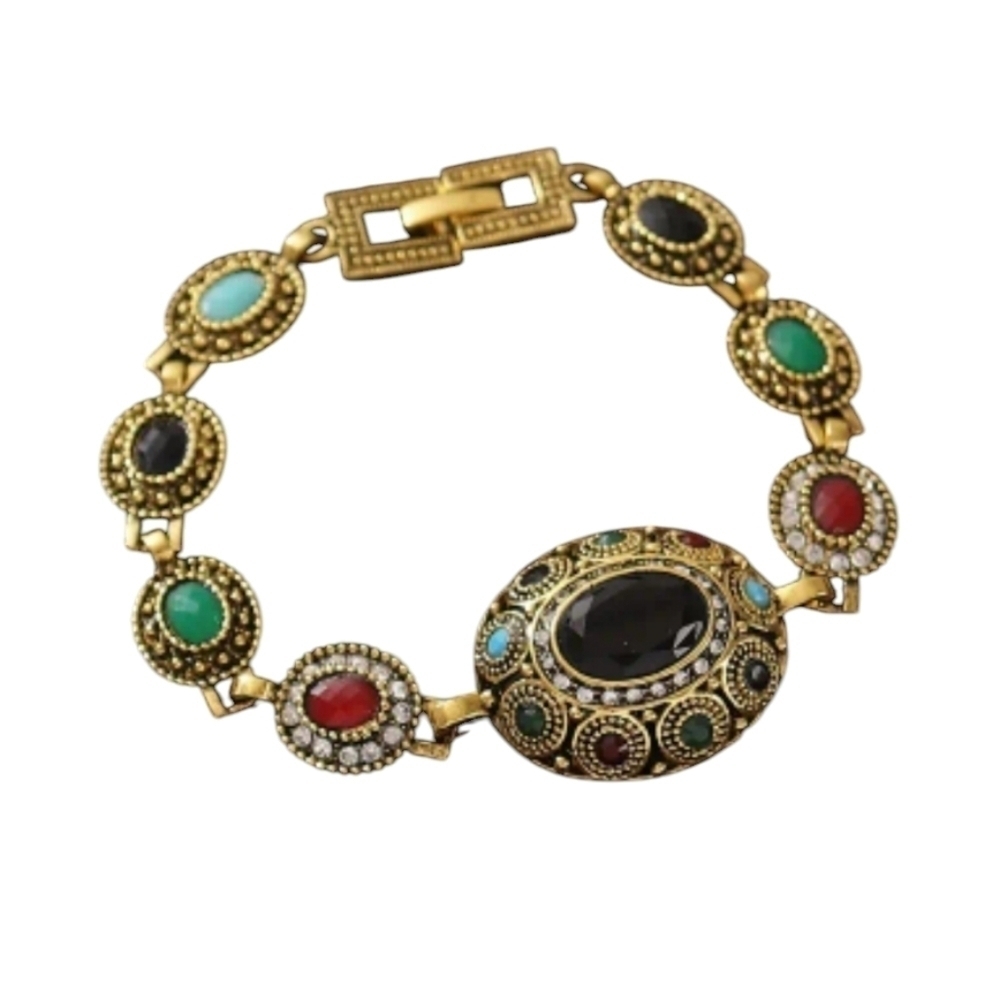 Elegant Rhinestone Starburst Geometric Multicolor Bracelet
